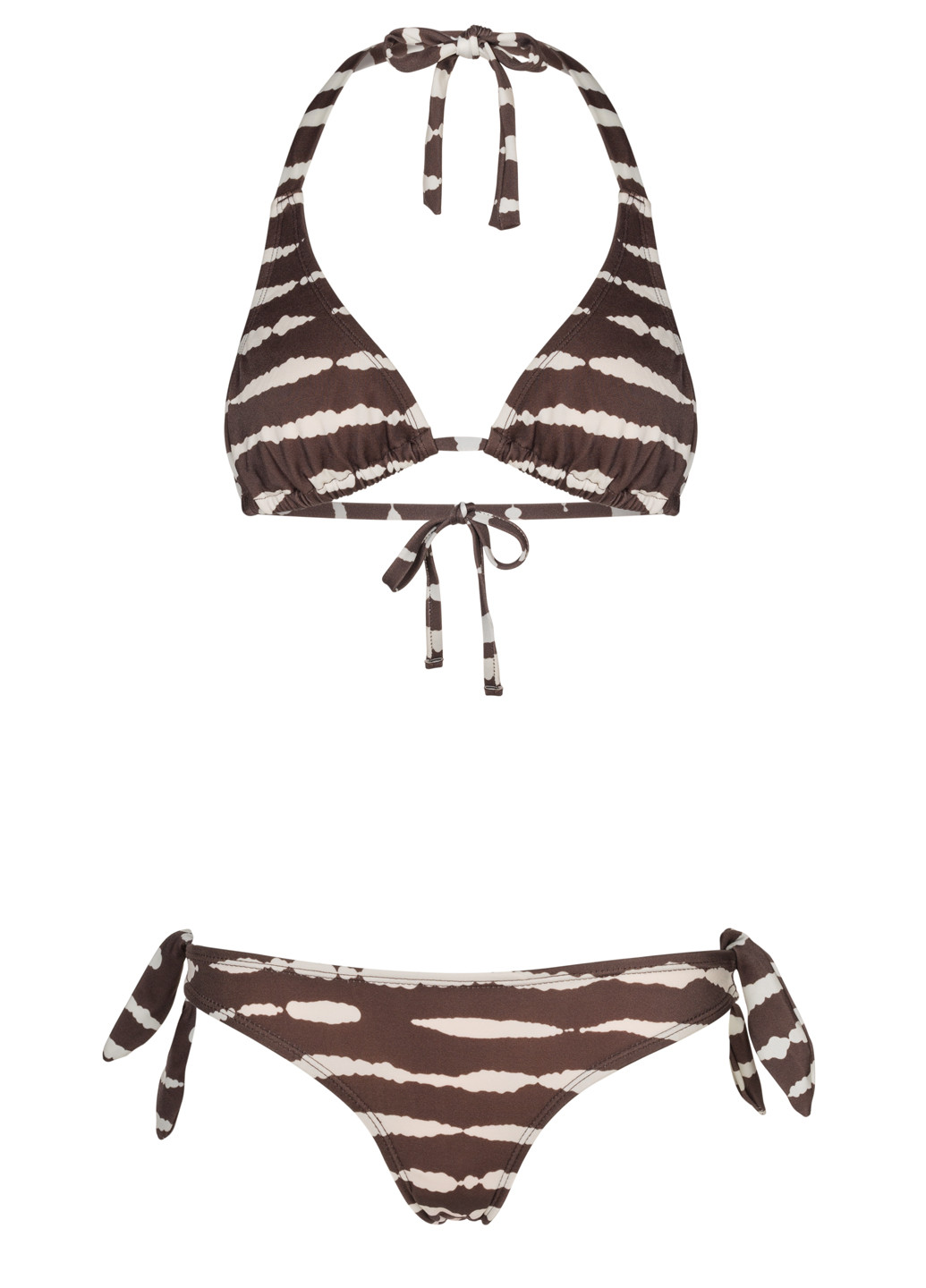 Коричневый летний купальник в полоску раздельный, бикини Beach Panties