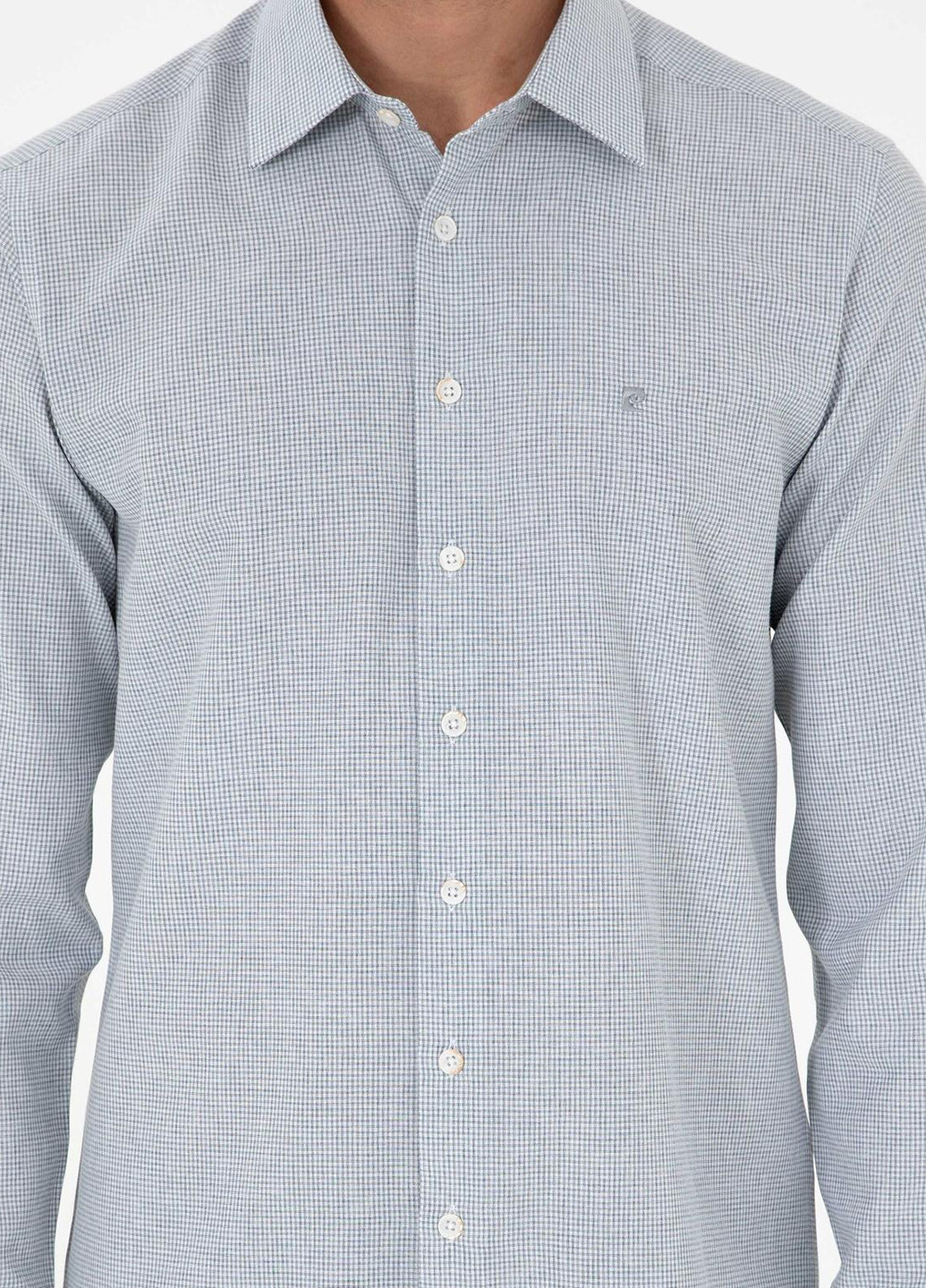 Индиго кэжуал рубашка в клетку Pierre Cardin