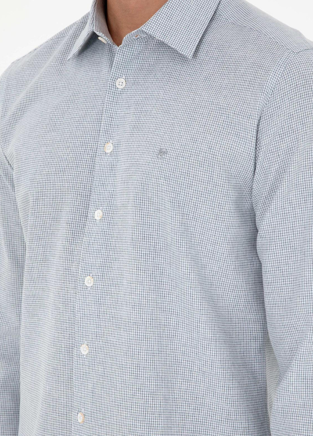 Индиго кэжуал рубашка в клетку Pierre Cardin