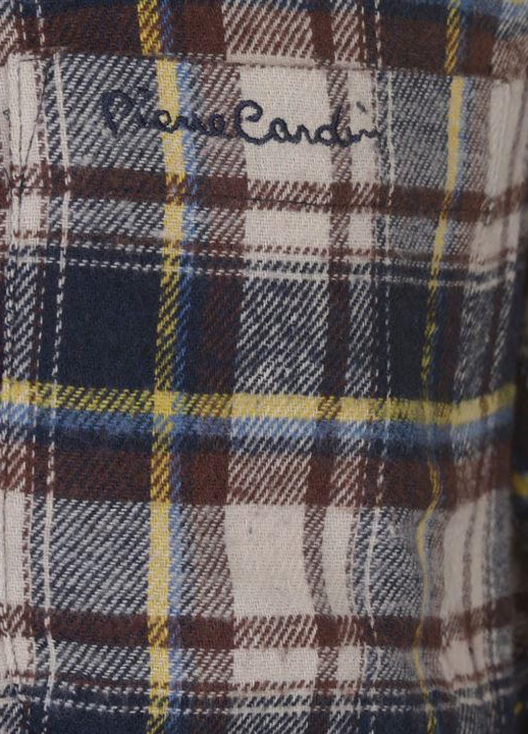 Коричневая кэжуал рубашка в клетку Pierre Cardin с длинным рукавом