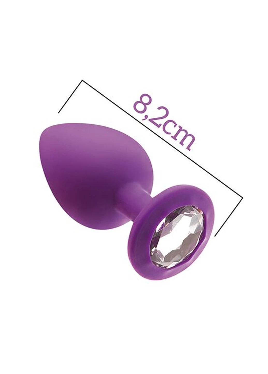 Анальная пробка с кристаллом Attraction Toys №48 Purple, длина 8,2см, диаметр 3,5см MAI (254953837)