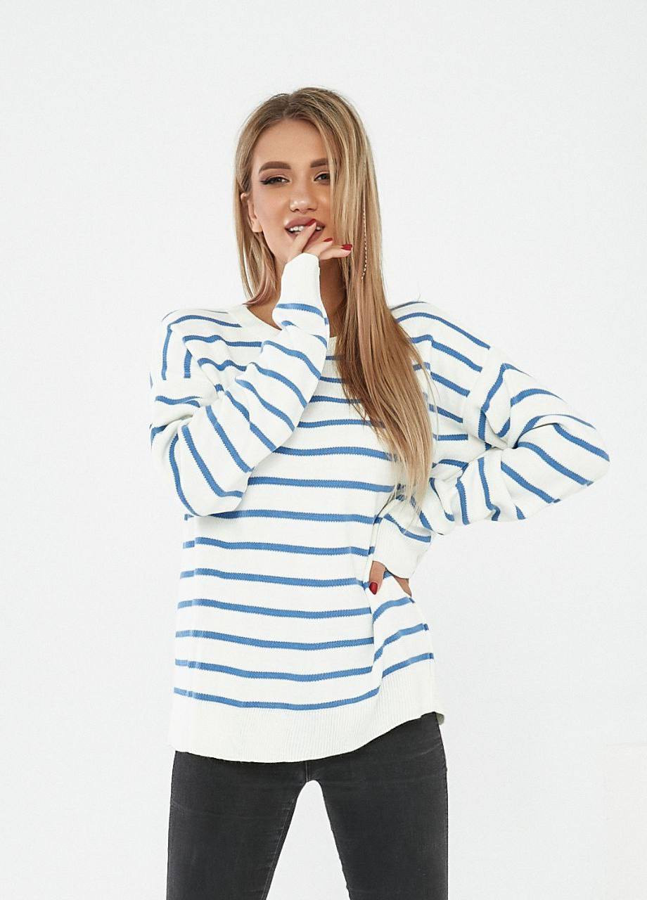 Синій демісезонний світер зі смужками джемпер Garna