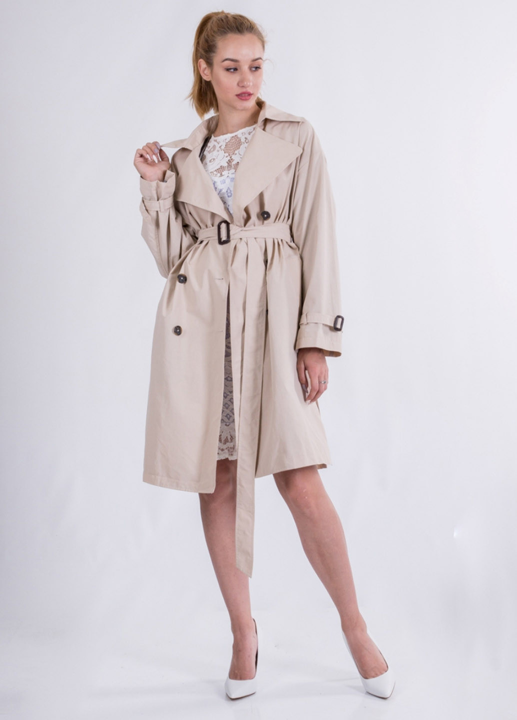 Плащ Only тренчкот на гудзиках демісезон (253374575)