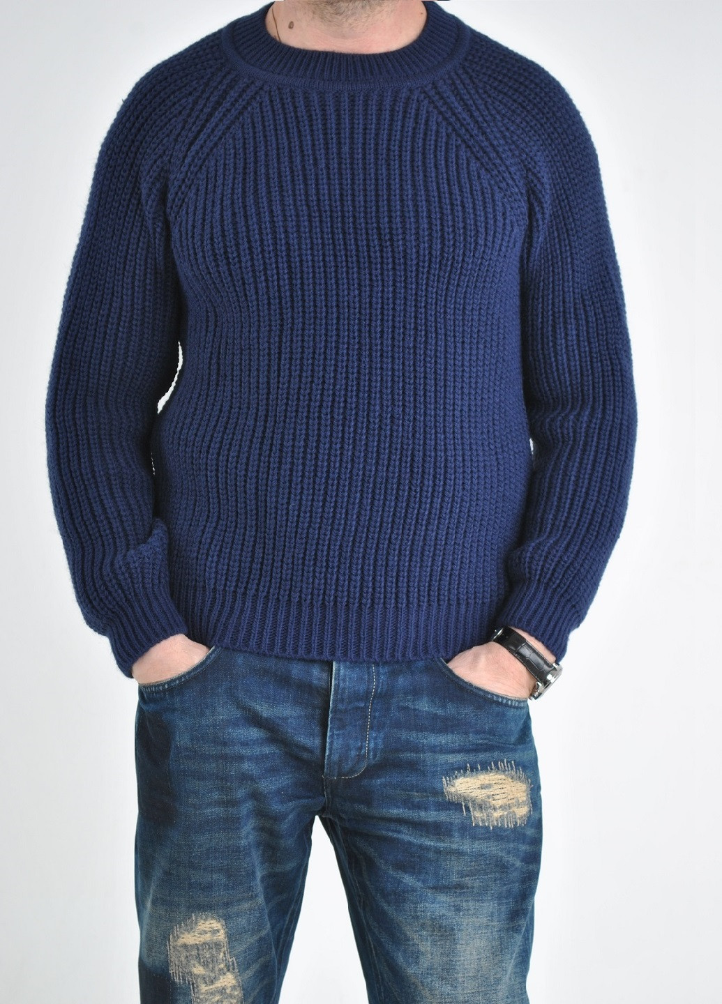 Темно-синий зимний свитер Berta Lucci