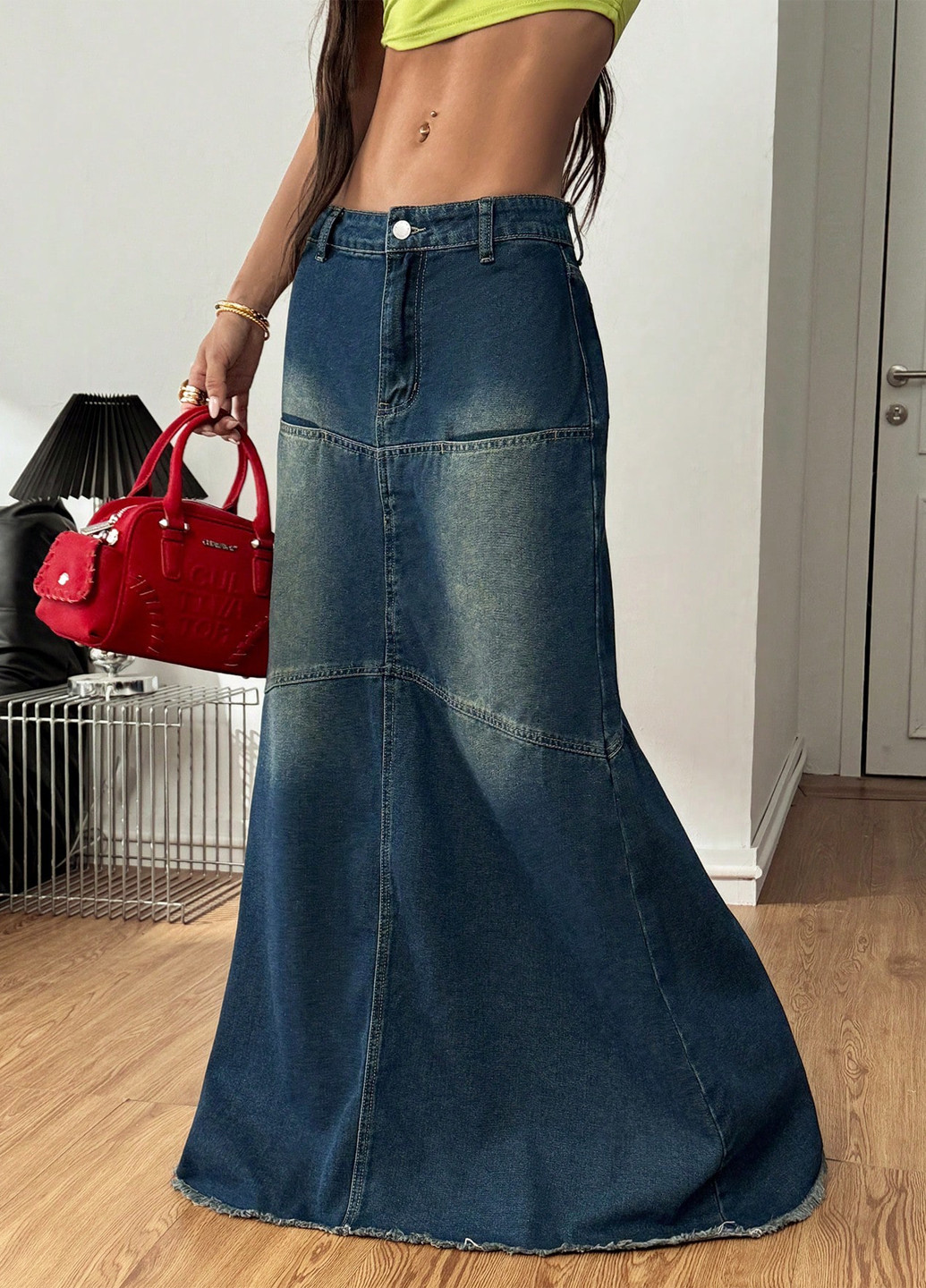 Синяя джинсовая варенка юбка SHEIN годе