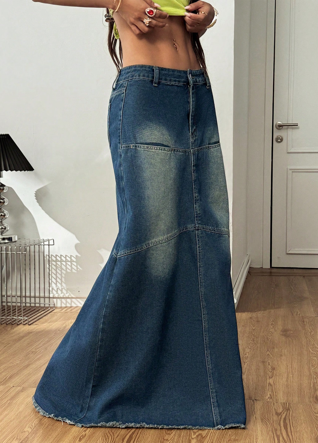Синяя джинсовая варенка юбка SHEIN годе