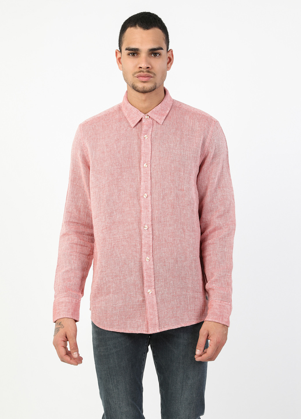 Розовая кэжуал рубашка меланж Colin's
