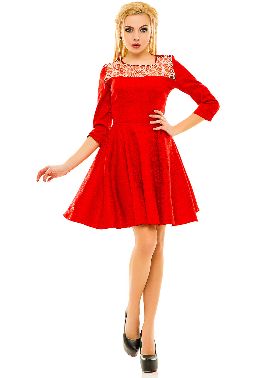 Красное коктейльное платье Lady Style