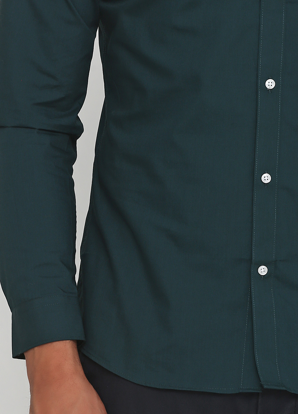 Темно-зеленая кэжуал рубашка однотонная H&M