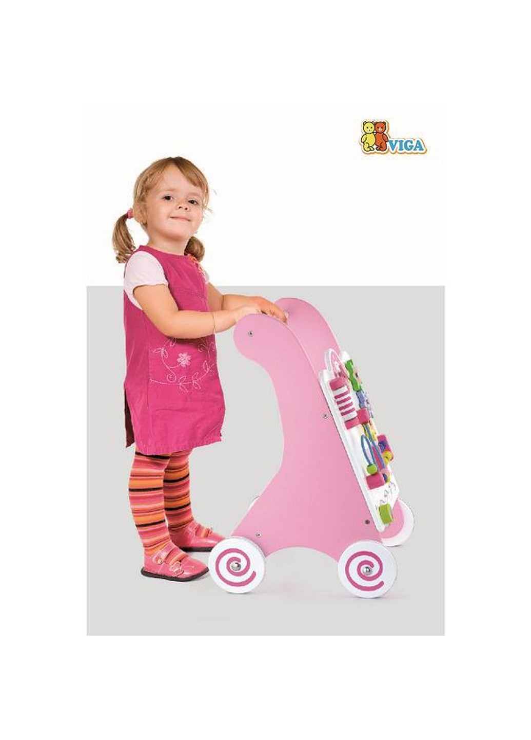 Ходунки-каталка рожевий 48,2 х34, 5х30 см Viga Toys (254456564)
