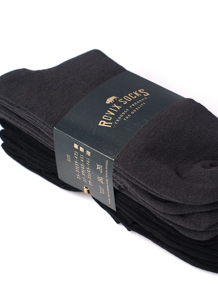 Шкарпетки бавовняні Преміум 6 пар, Чорний/Сірий, класичні, 39-42 Rovix класична довжина (253189055)