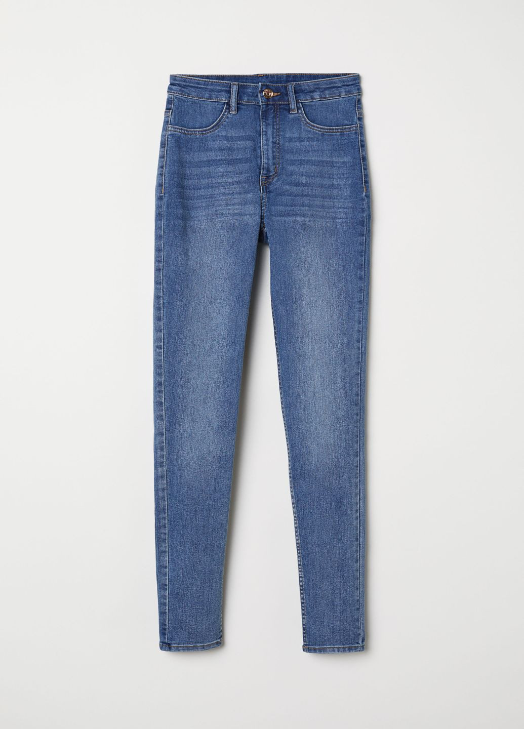 Джинси H&M скінні однотонні блакитні джинсові бавовна