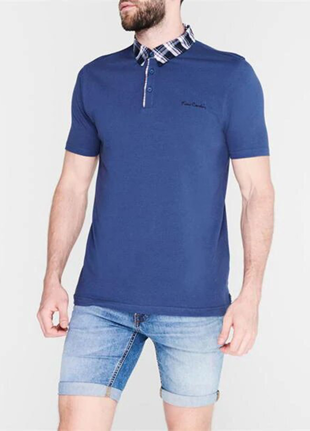 Светло-синяя футболка-поло для мужчин Pierre Cardin однотонная