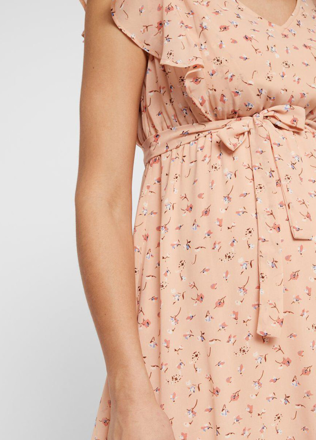 Персиковое кэжуал платье для беременных клеш Mamalicious с цветочным принтом