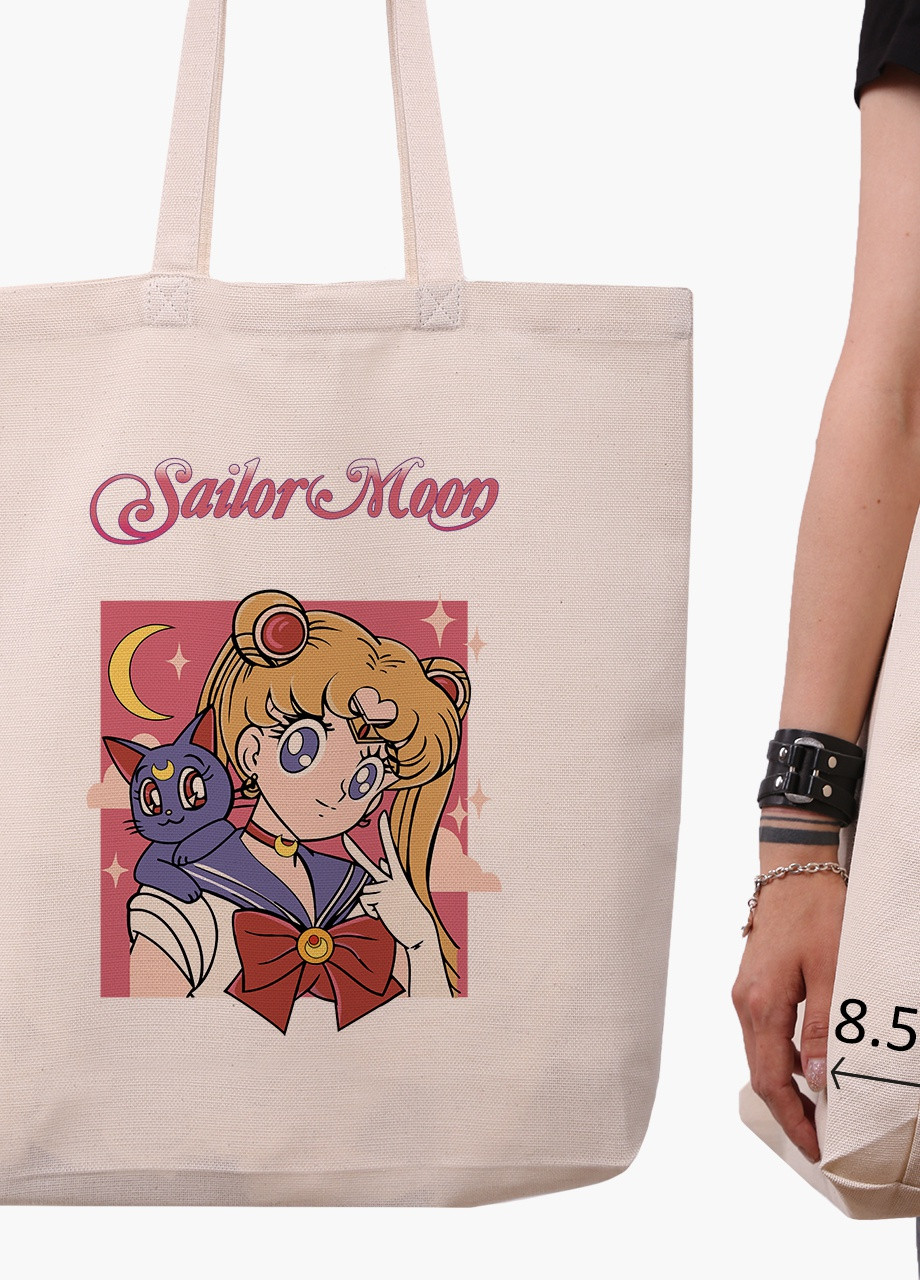 Эко сумка шоппер белая аниме Сейлор Мун (Sailor Moon) (9227-2659-WTD-1) экосумка шопер 41*39*8 см MobiPrint (215977339)