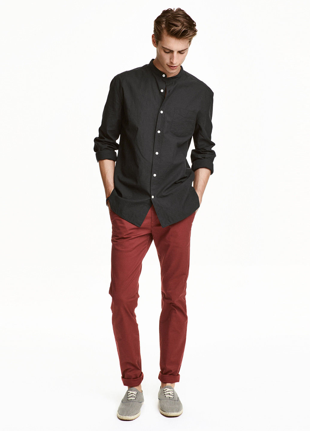 Красные кэжуал демисезонные чиносы брюки H&M