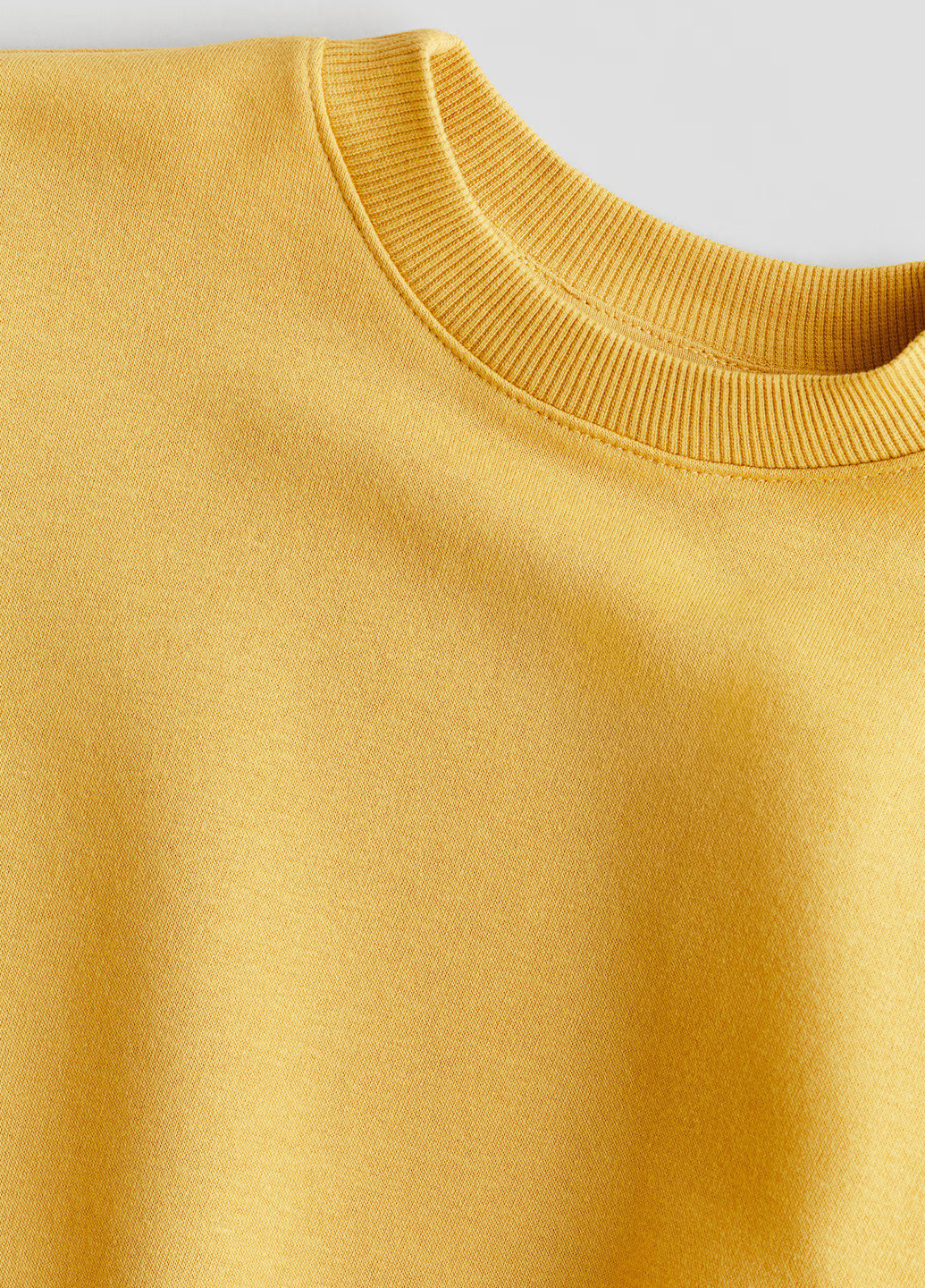 H&M свитшот однотонный горчичный кэжуал хлопок, трикотаж с начесом