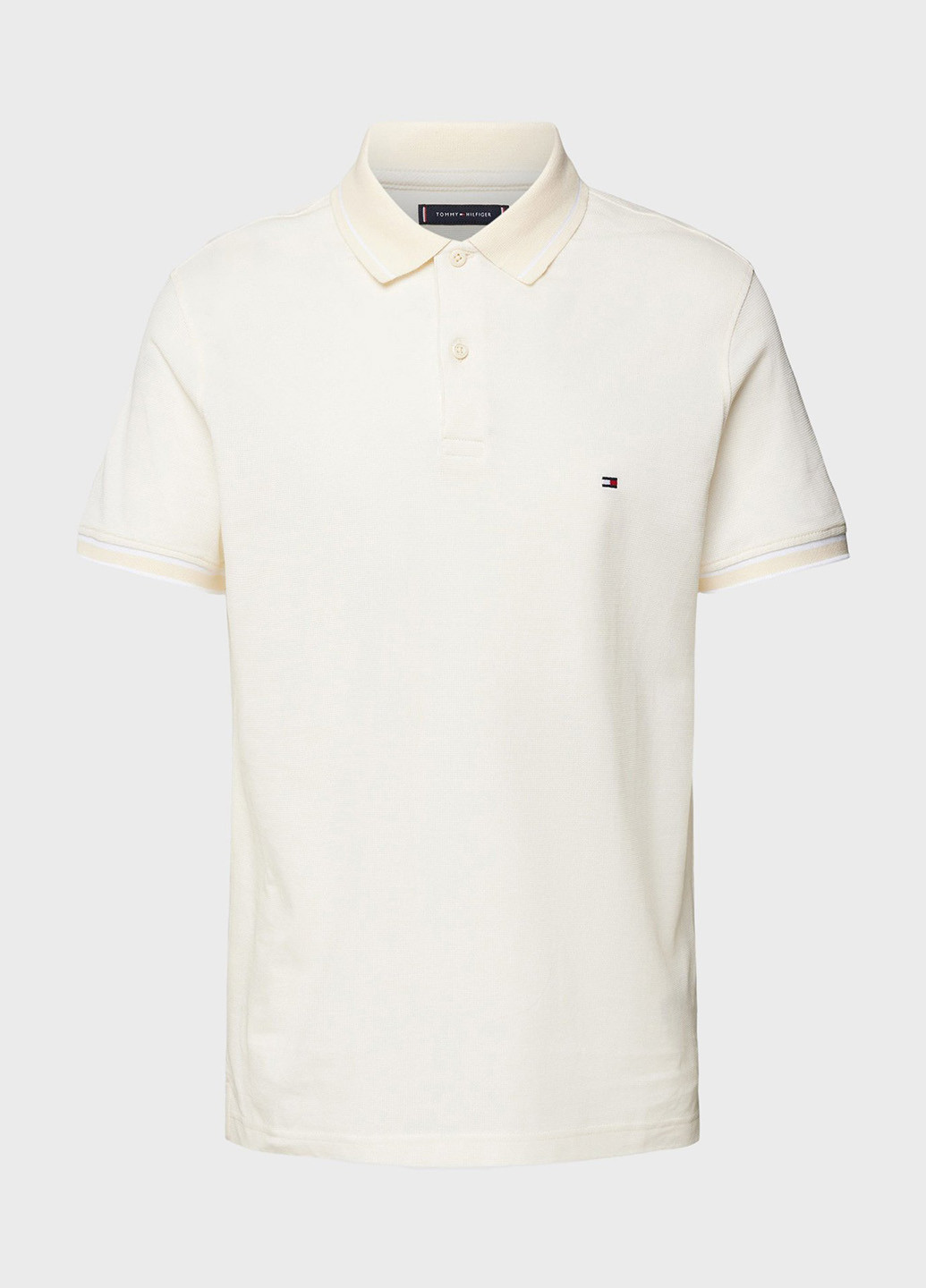 Молочная футболка-поло для мужчин Tommy Hilfiger однотонная