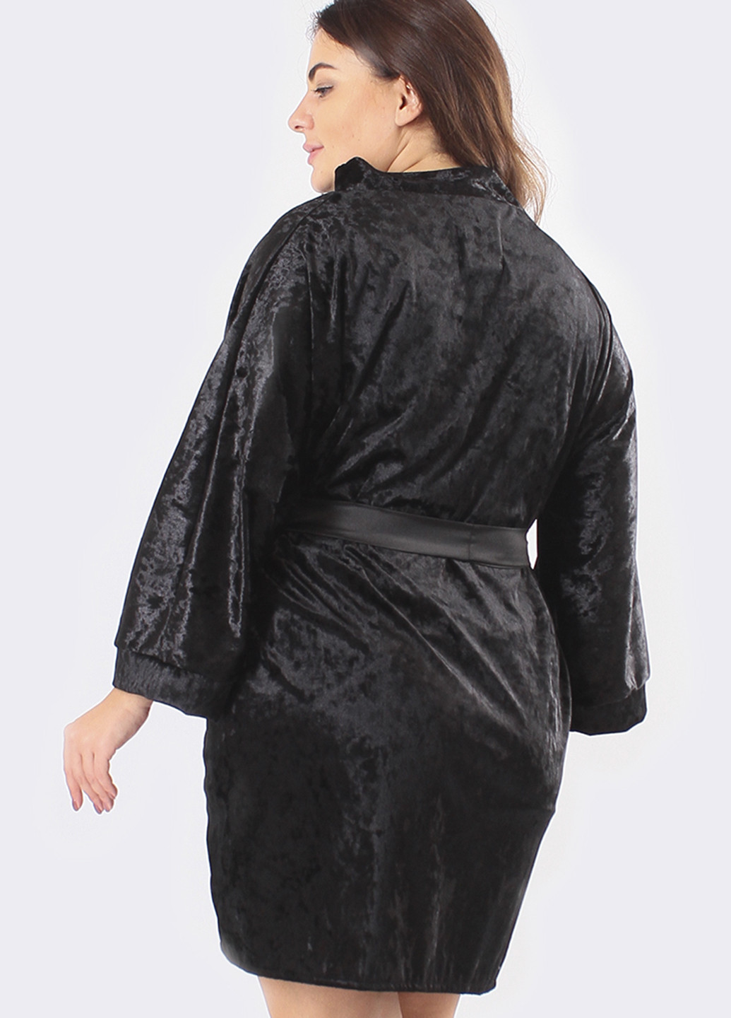 Черный демисезонный комплект (ночная рубашка, халат) Ghazel