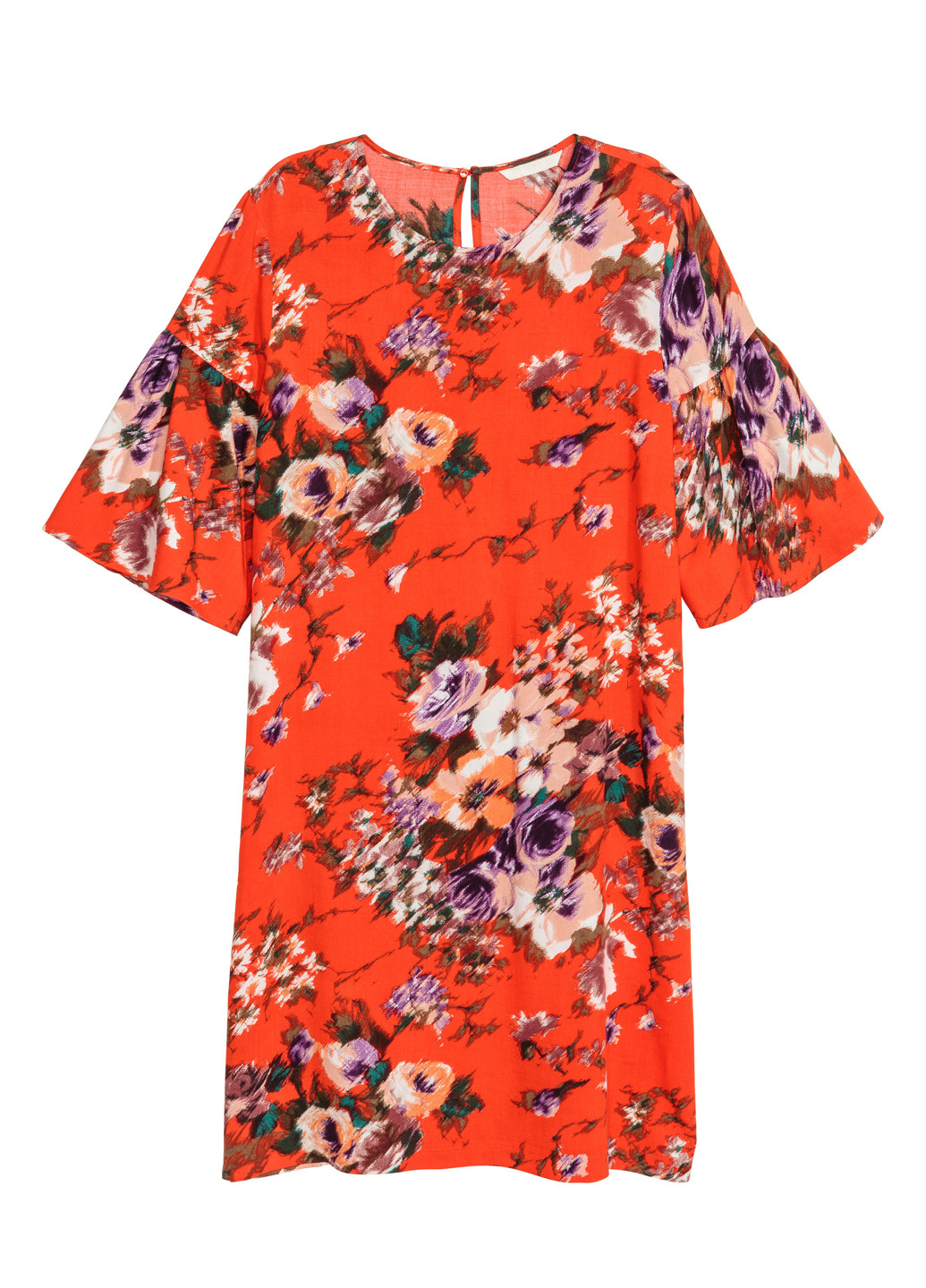 Оранжевое кэжуал платье а-силуэт H&M с цветочным принтом