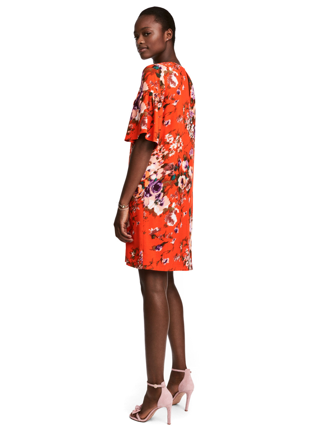 Помаранчева кежуал сукня а-силует H&M з квітковим принтом