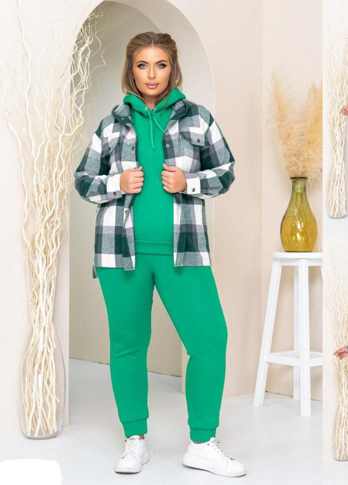 Жіночий прогулянковий костюм трійка зеленого кольору р.48 374235 New Trend (256038179)