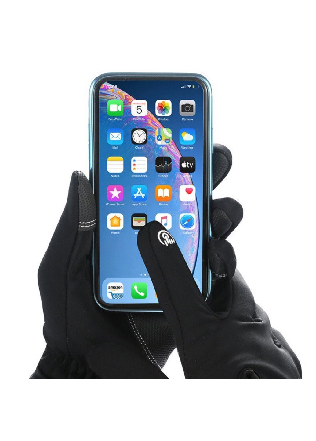 Лижні вело рукавиці сенсорні для смартфона на флісі розмір M (20509-Нов) Чорний Francesco Marconi (251406907)