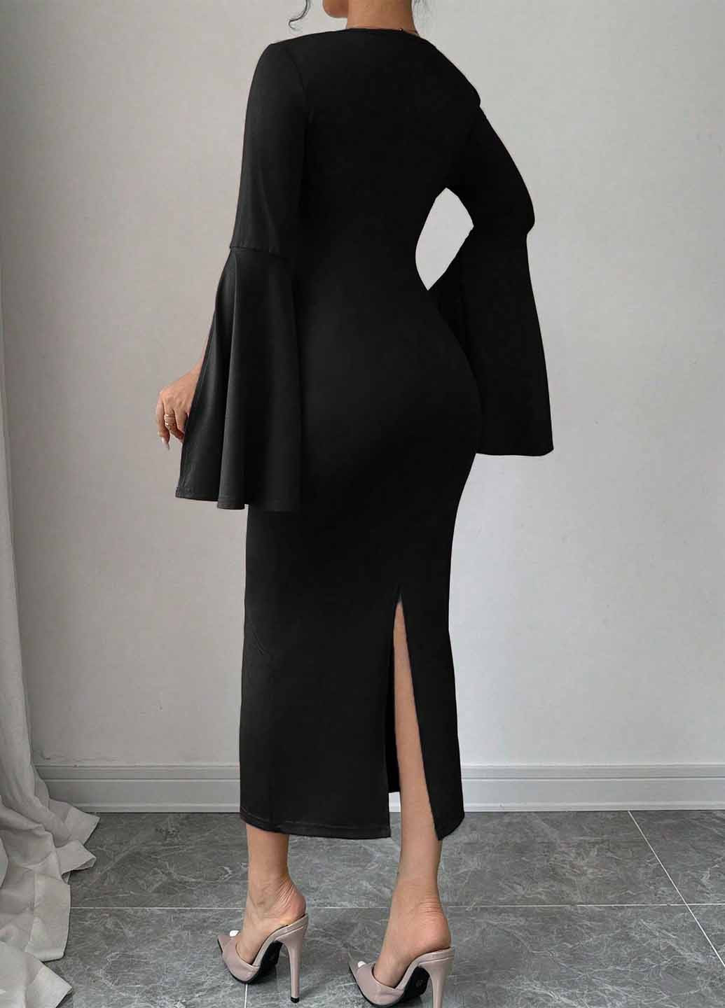 Чорна вечірня сукня силуетна SHEIN однотонна