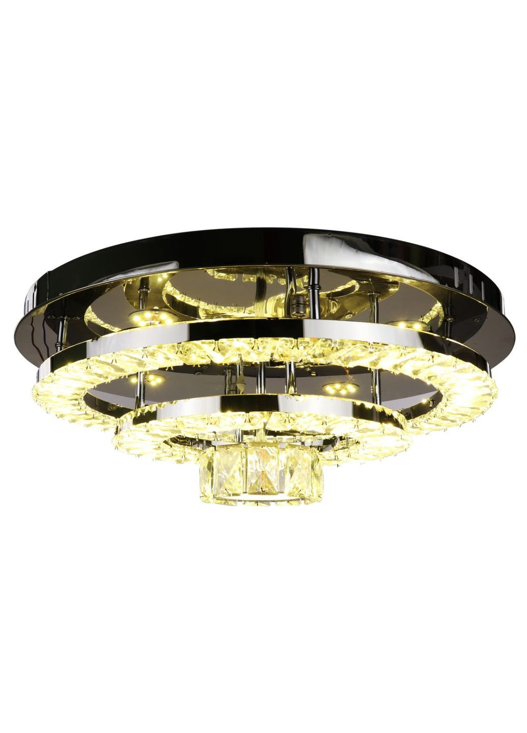 Люстра стельова кришталева LED з пультом C1793/500 Хром 19х50х50 см. Sunnysky (253627837)