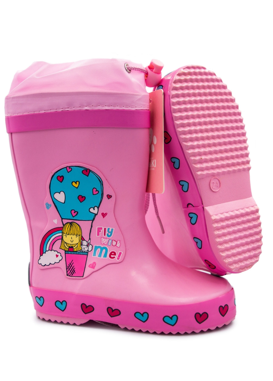 Осенние резиновые сапоги для девочки, демисезонная обувь для ребенка,, р.21-24 Том.М с аппликацией