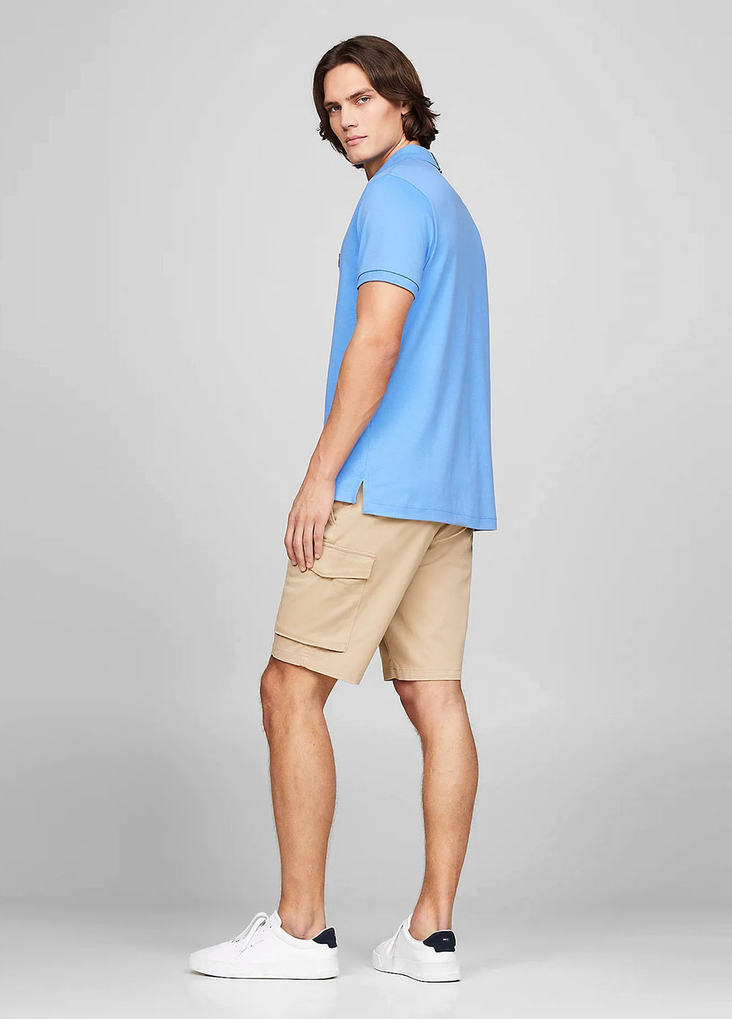 Голубой футболка-поло для мужчин Tommy Hilfiger однотонная