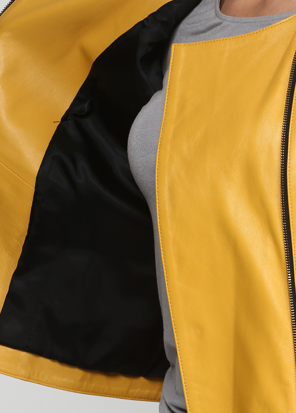 Желтая демисезонная куртка кожаная Elibol