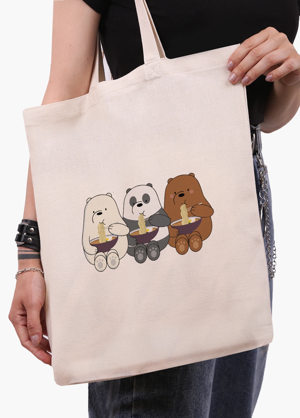 Еко сумка шоппер біла Вся правда про ведмедів (We Bare Bears) (9227-2897-WT-1) екосумка шопер 41*35 см MobiPrint (224806075)
