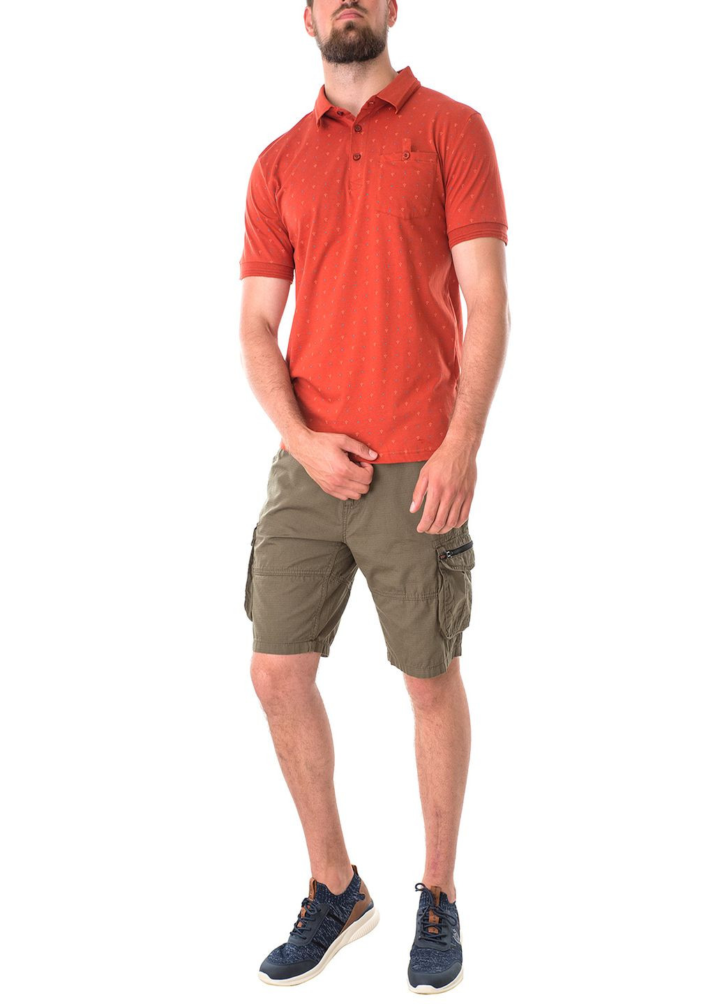 Оранжевая футболка-поло для мужчин E-Bound с цветочным принтом