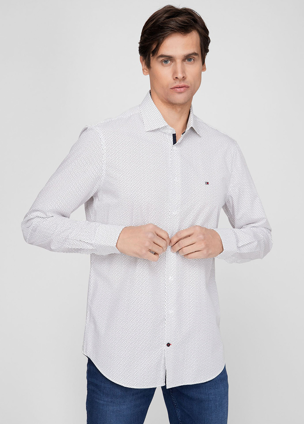 Белая кэжуал рубашка с геометрическим узором Tommy Hilfiger