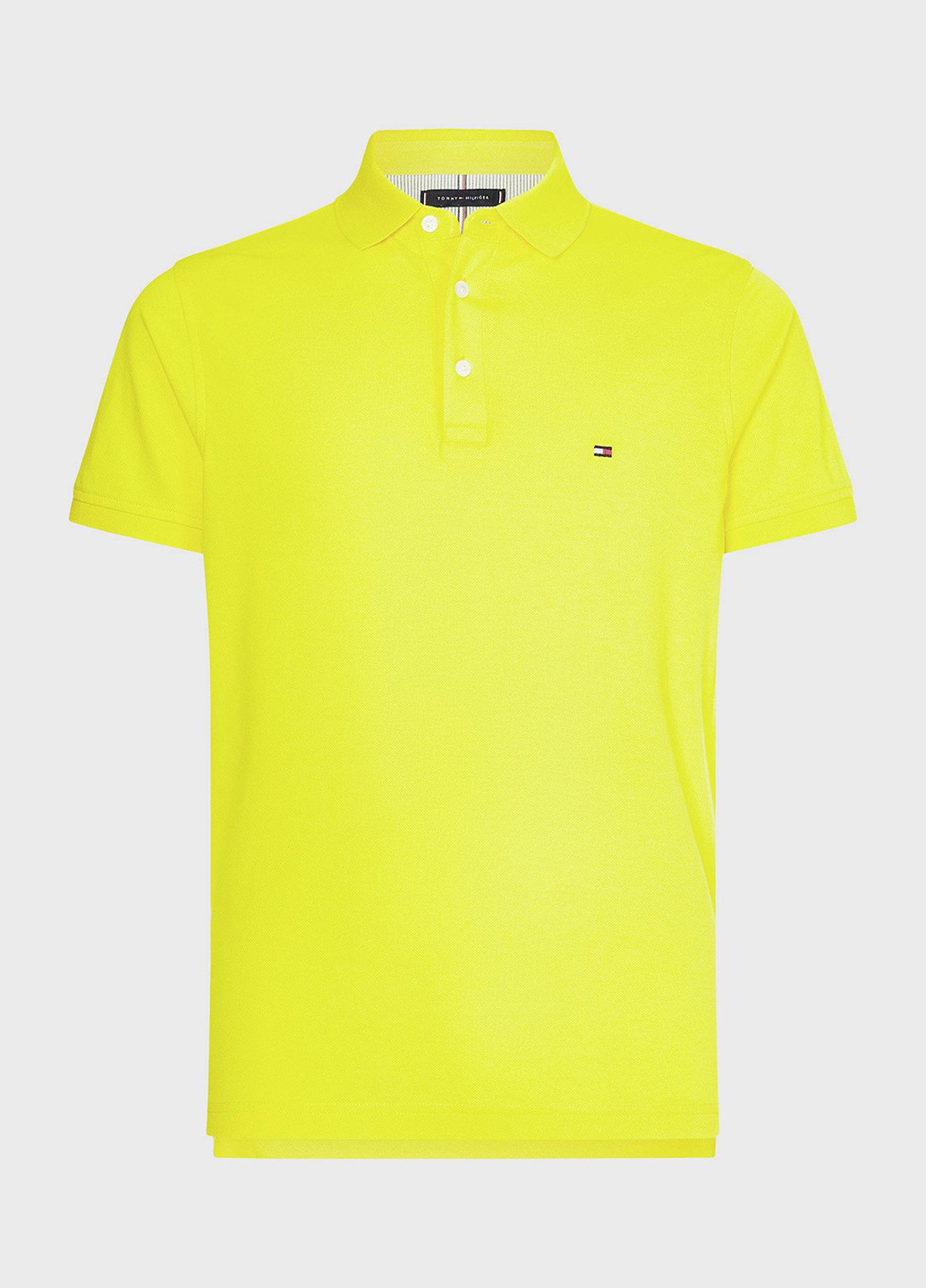 Желтая футболка-поло для мужчин Tommy Hilfiger однотонная