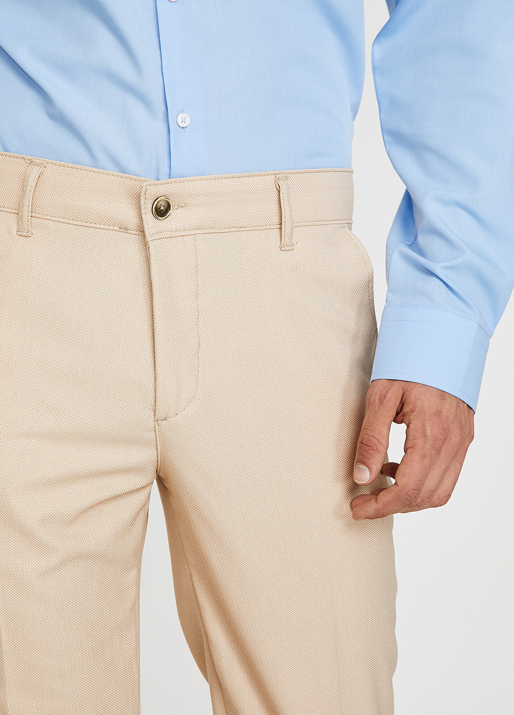 Светло-бежевые классические демисезонные зауженные брюки KOTON