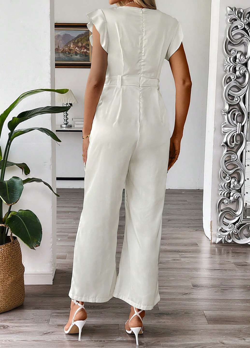 Комбінезон SHEIN комбінезон-брюки однотонний молочний кежуал поліестер