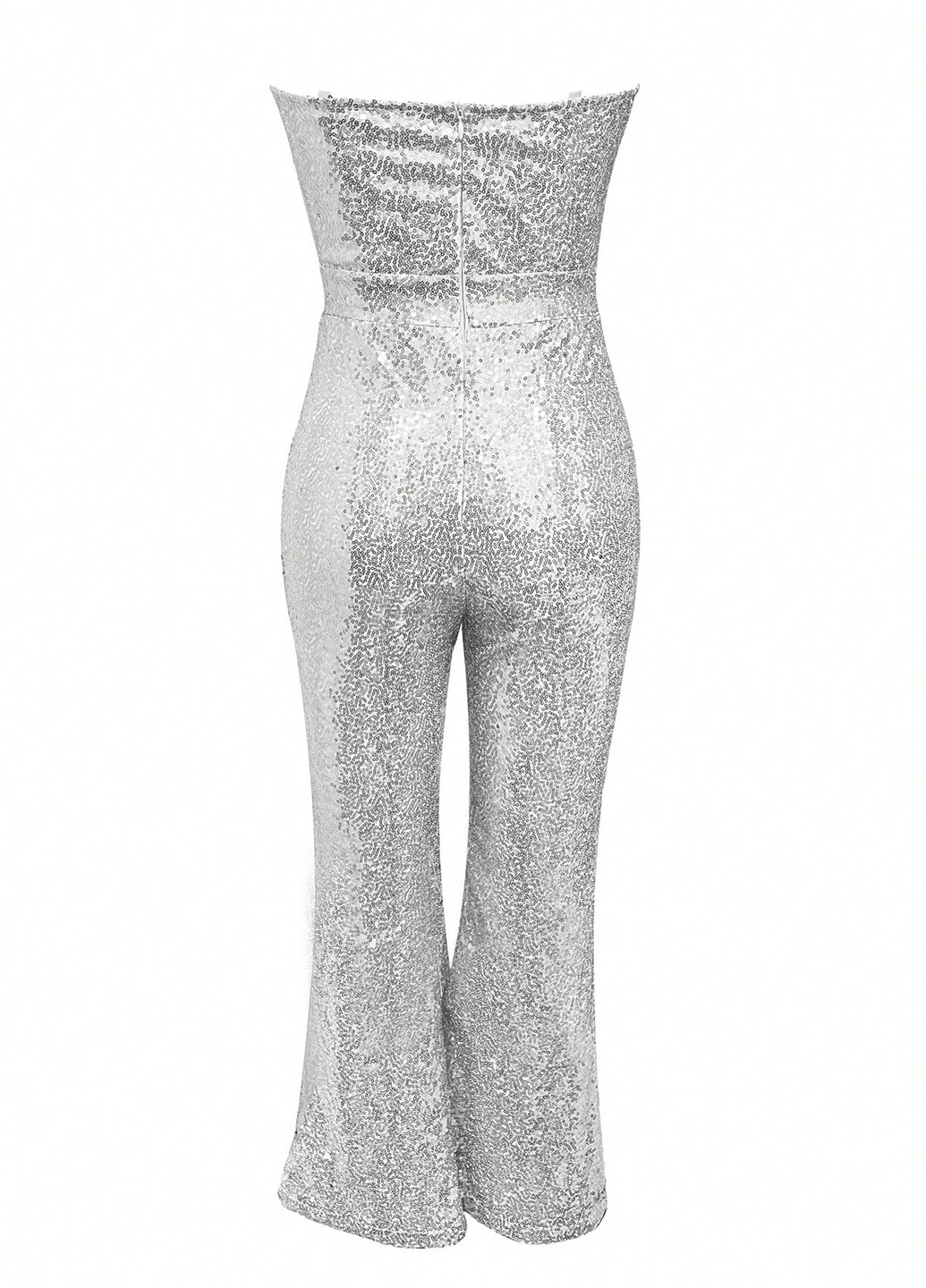 Комбинезон SHEIN комбинезон-брюки однотонный серебряный вечерний полиэстер