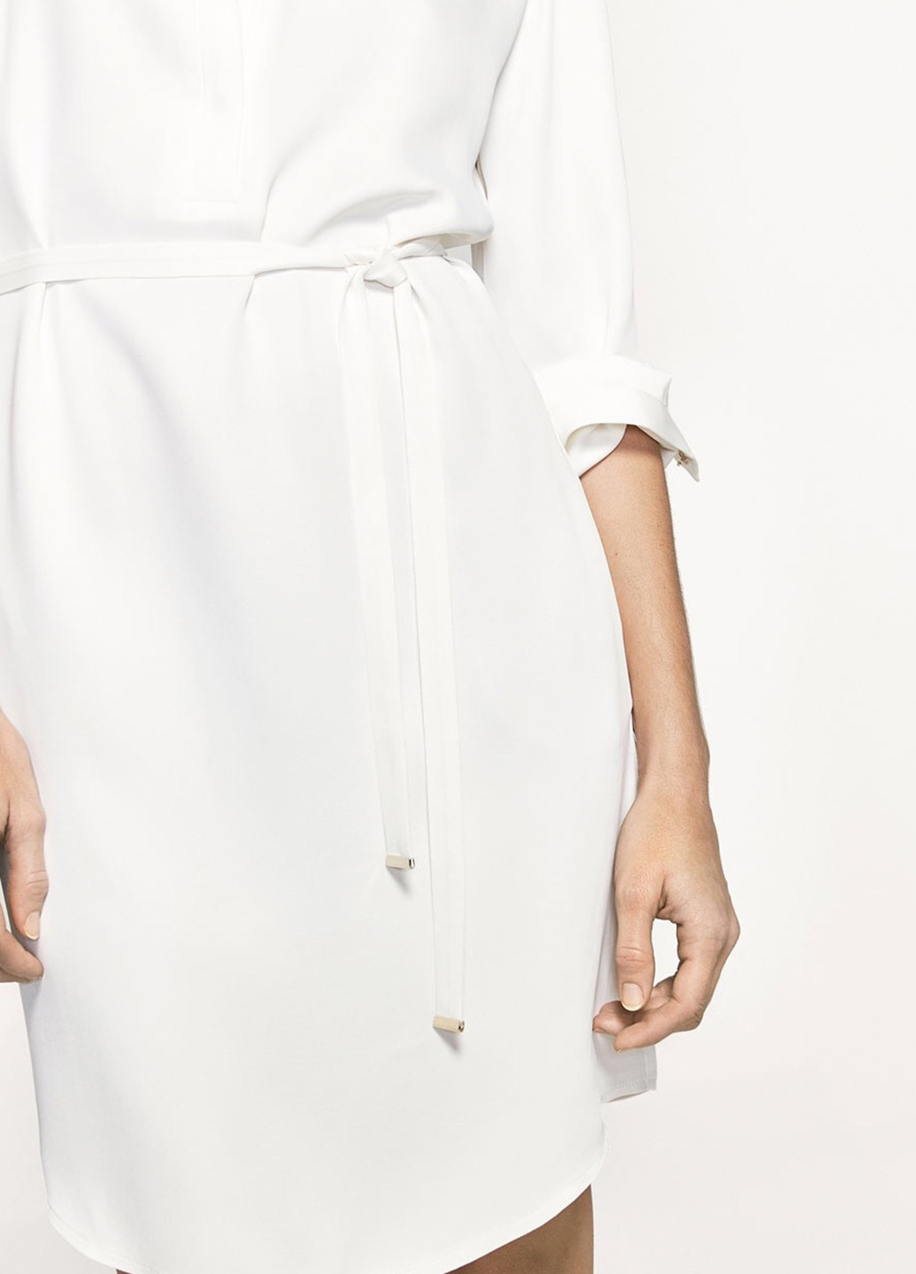 Белое кэжуал платье а-силуэт Massimo Dutti