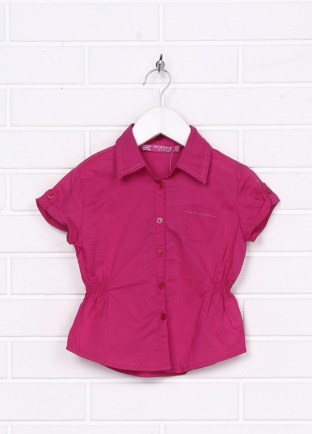 Розовая однотонная блузка с коротким рукавом Terranova летняя