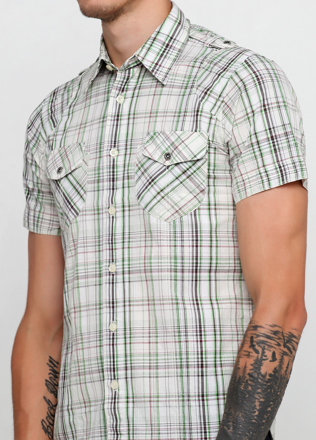 Цветная кэжуал рубашка в клетку Cipo & Baxx с коротким рукавом