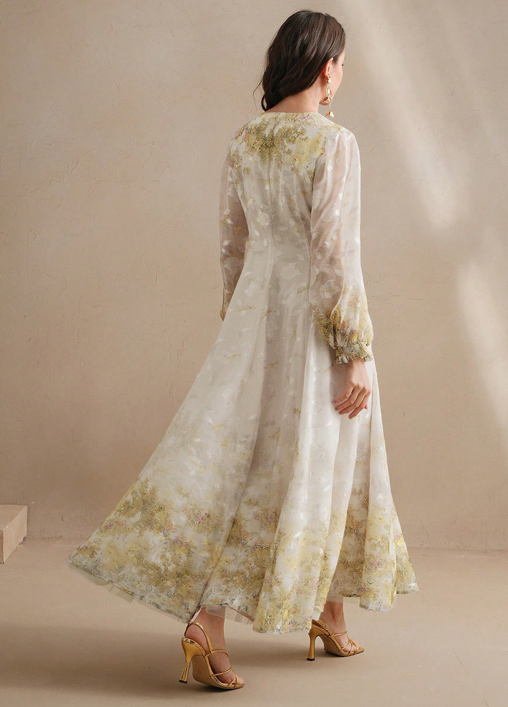 Молочна святковий, кежуал сукня кльош SHEIN з квітковим принтом