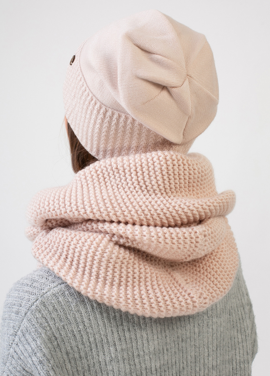 Теплий зимовий комплект (шапка, шарф-снуд) на флісовій підкладці 660400 DeMari 77 ненси (239417965)