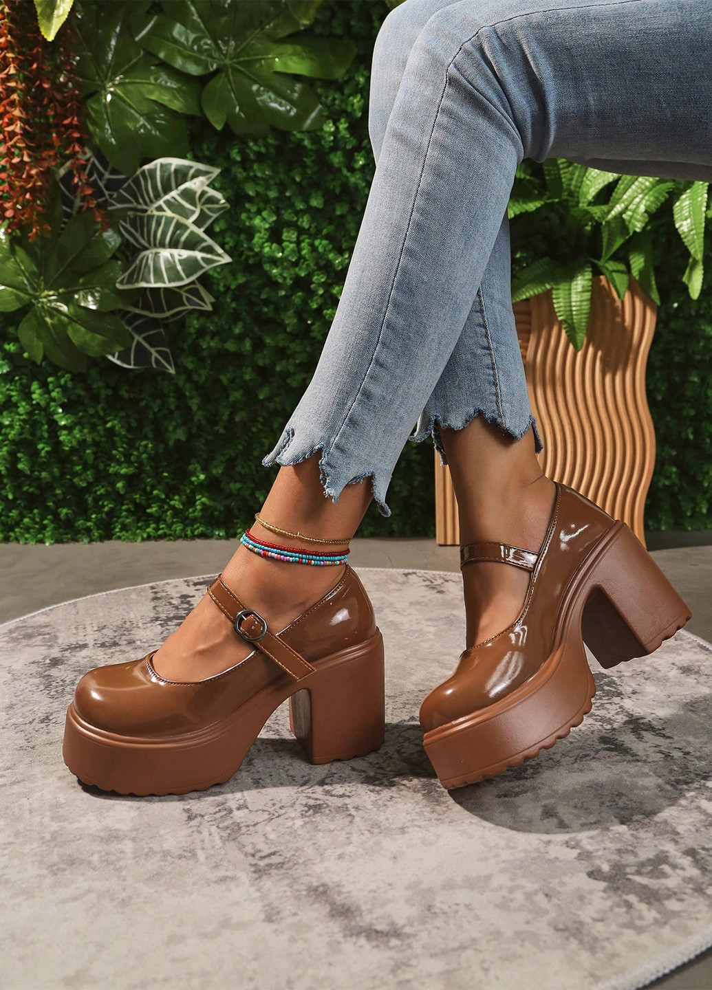 SHEIN Туфли мери джейн коричневый з полиуретан, искусственная кожа, китай — демисезон (338186986)