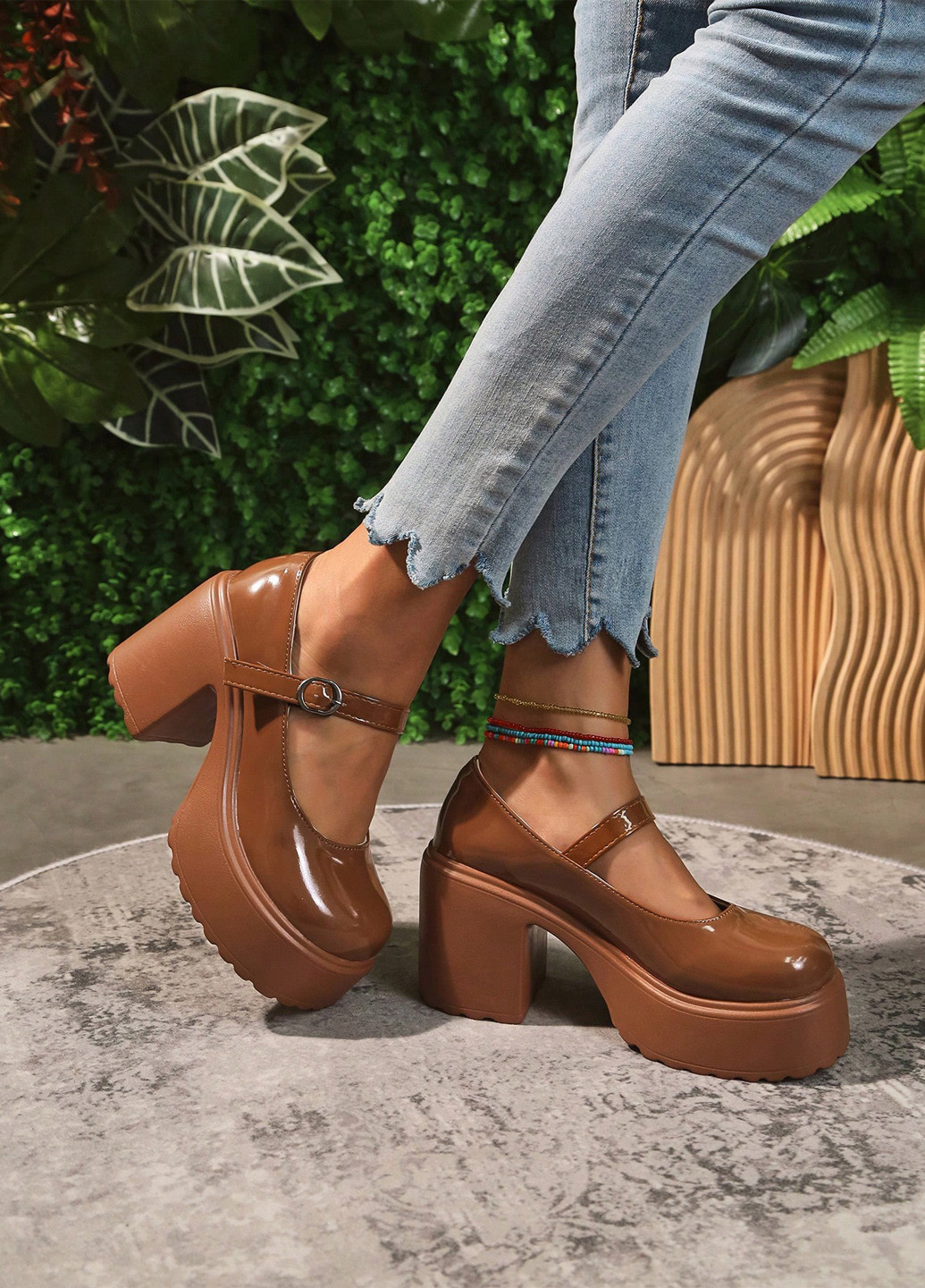 SHEIN Туфли мери джейн коричневый з полиуретан, искусственная кожа, китай — демисезон (338186986)