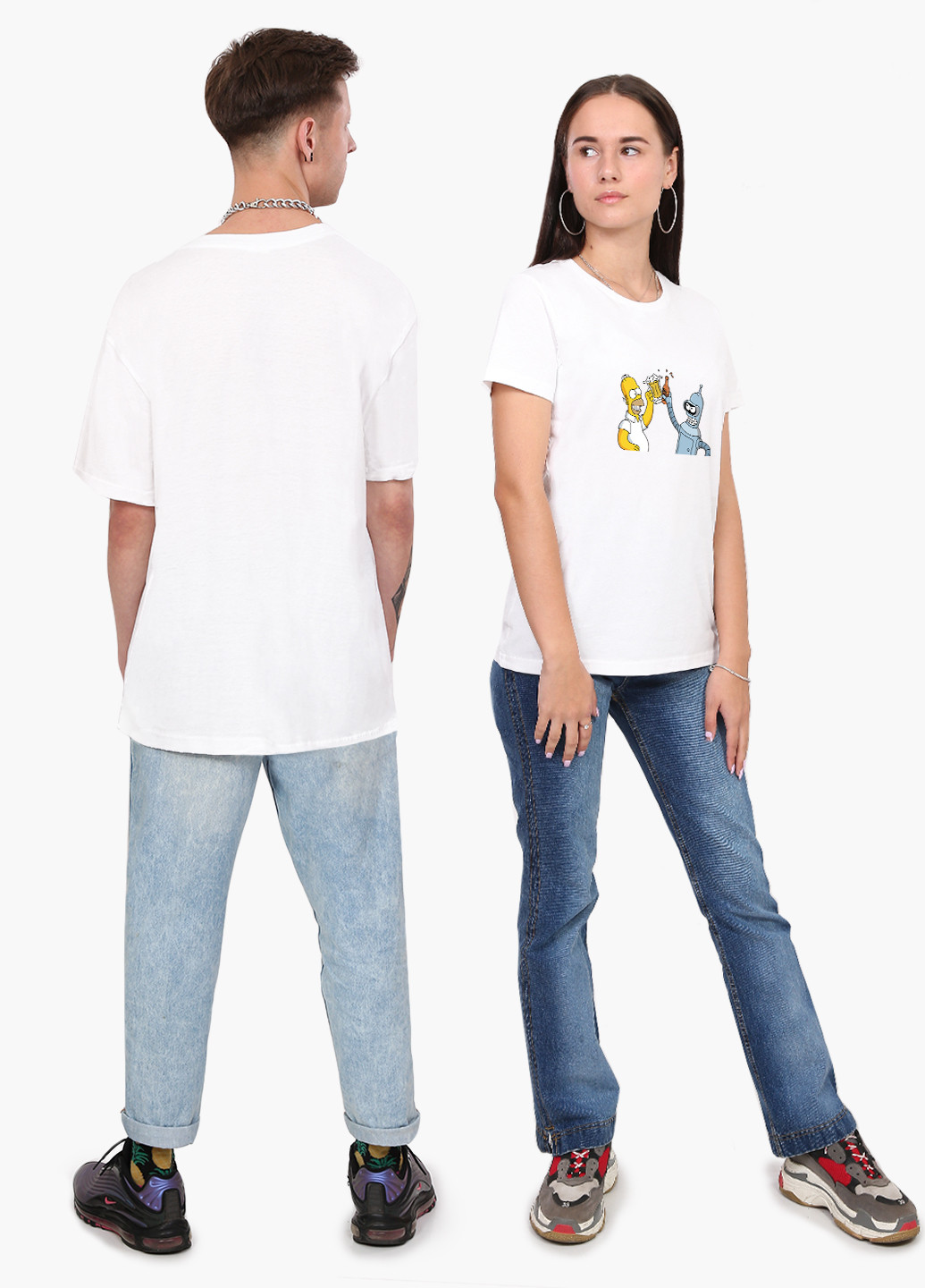 Белая футболка мужская футурама и сипсоны (futurama and the simpsons) белый (9223-2037) xxl MobiPrint