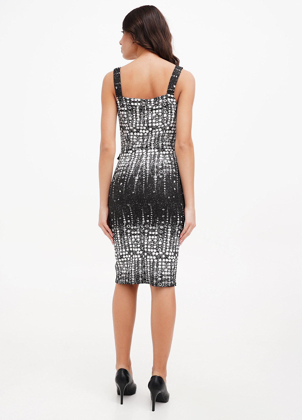 Черно-белое кэжуал платье силуэтная Sassofono в горошек