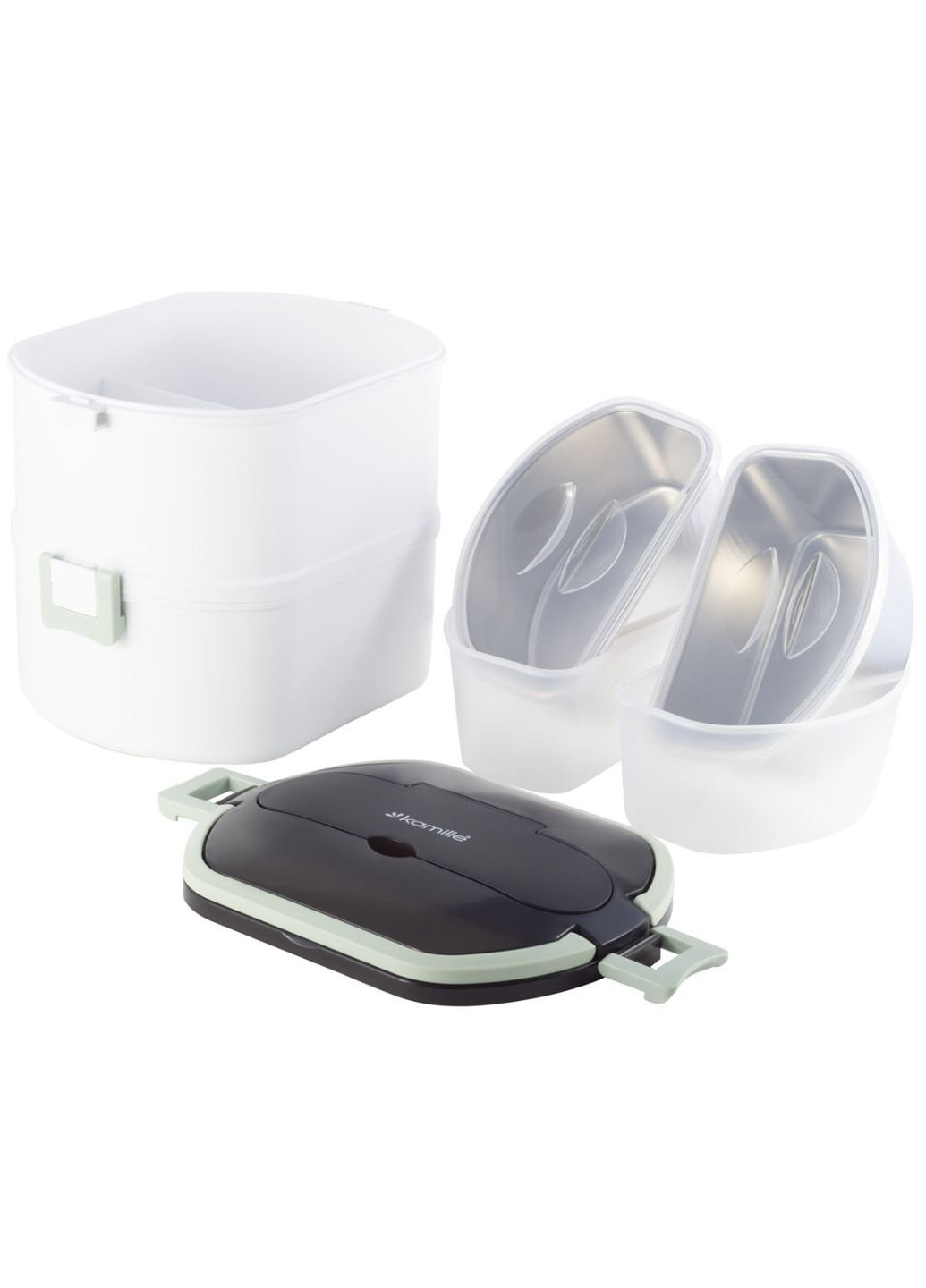 Ланч-бокс харчовий двоярусний KM-2139ZL 1500 мл бірюзовий Kamille (253620701)