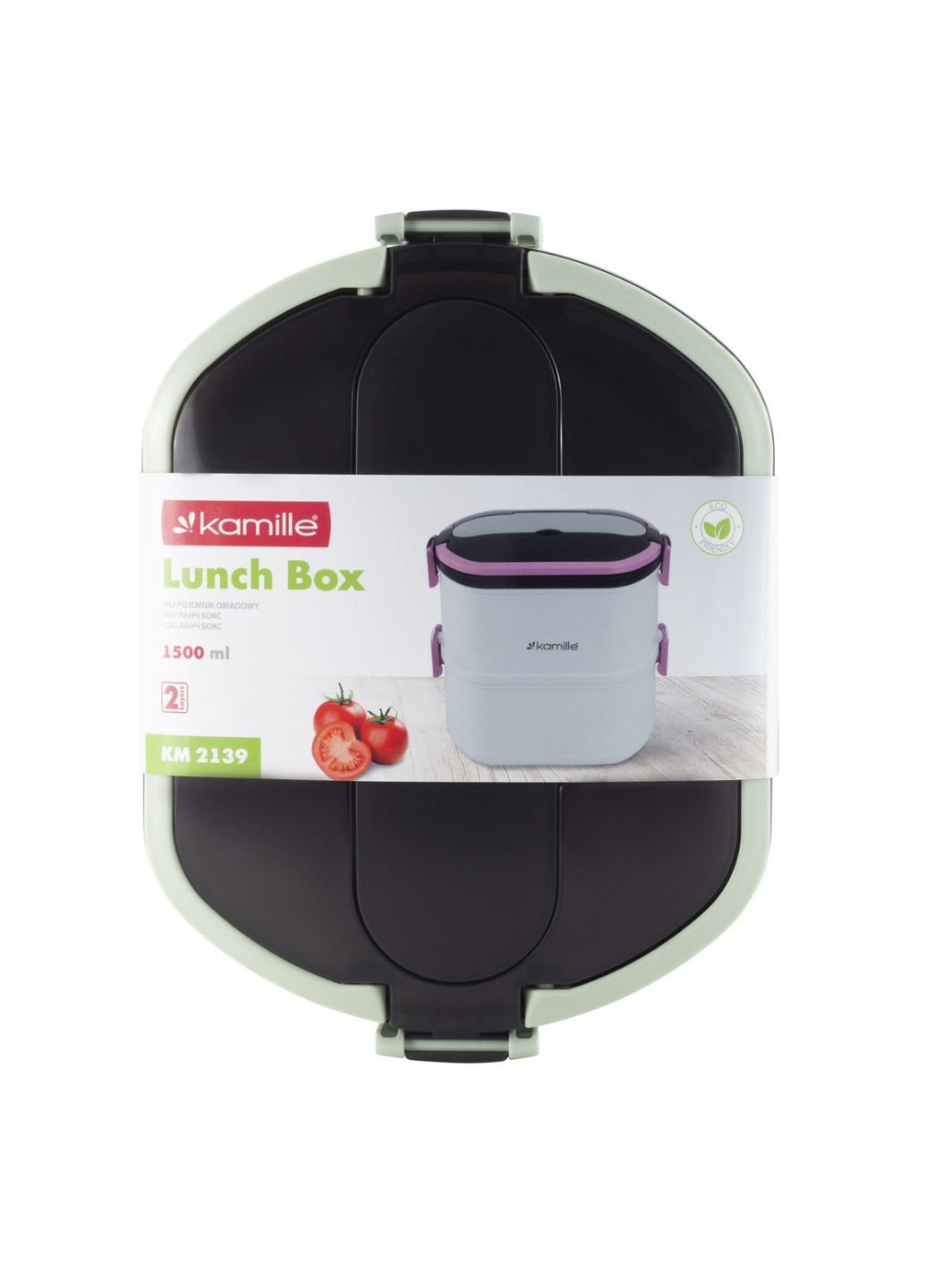Ланч-бокс харчовий двоярусний KM-2139ZL 1500 мл бірюзовий Kamille (253620701)